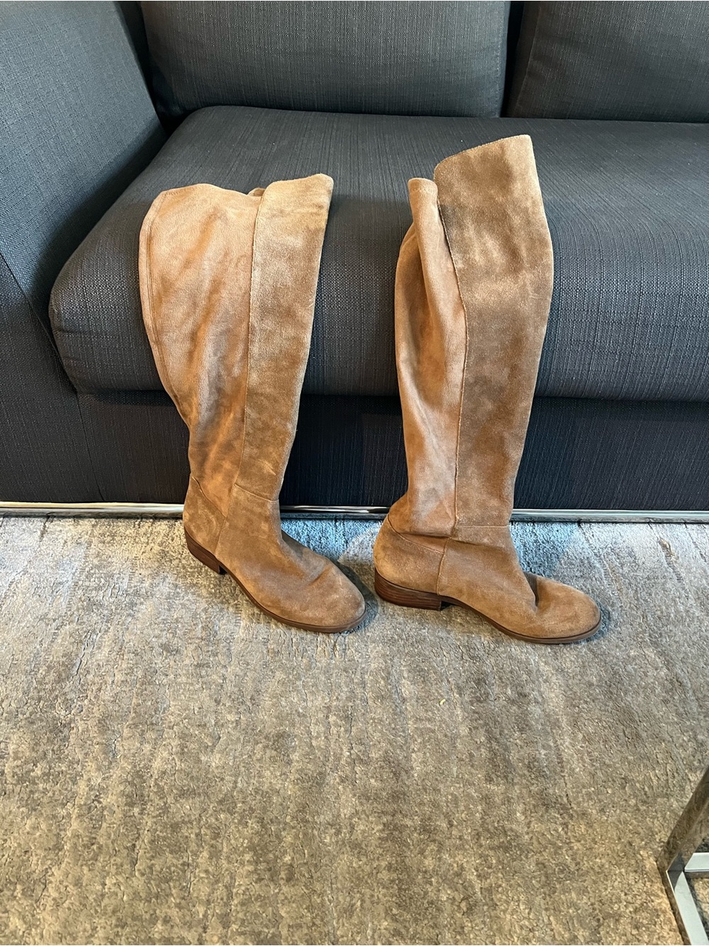 Sole Society Over-the-Knee Suede Boots in Light Brown